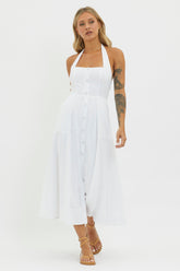 Marybeth Halterneck Midi Dress White